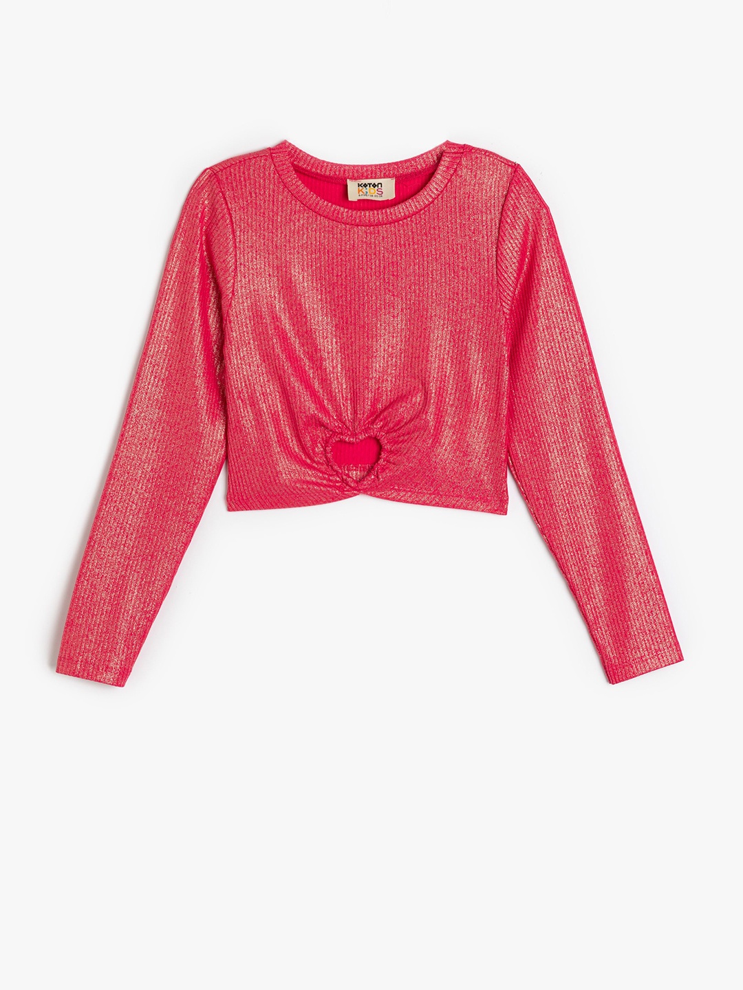 

Koton Girls Round Neck Long Sleeves Top, Pink
