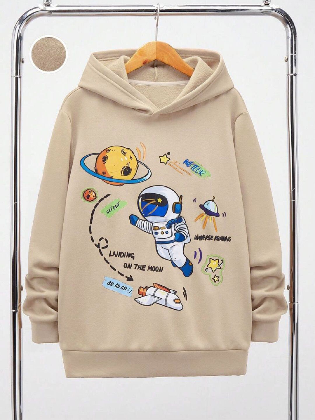 

BAESD Girls Printed Hooded Pullover Sweatshirt, Cream