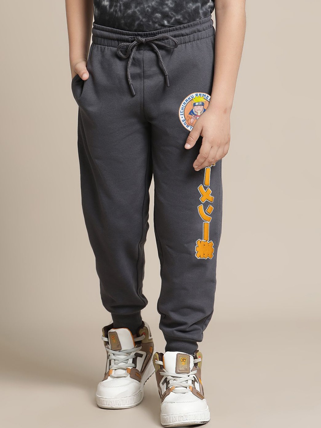 

Kids Ville Boys Graphic Printed Cotton Joggers, Grey