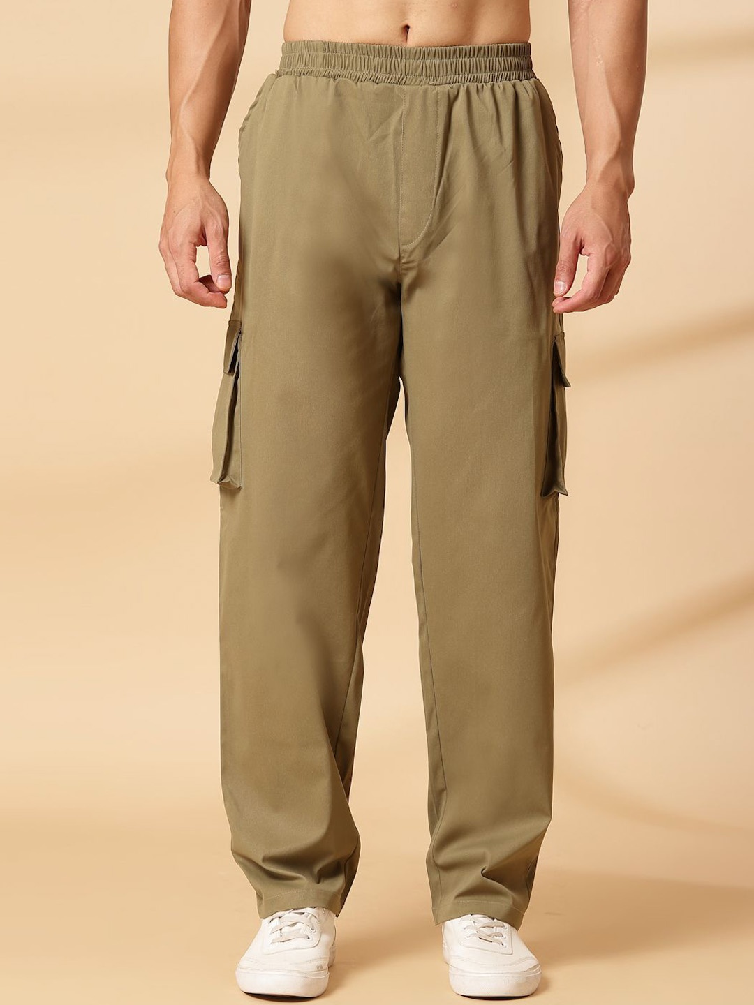 

UZARUS Men Regular Fit Cotton Track Pant, Khaki