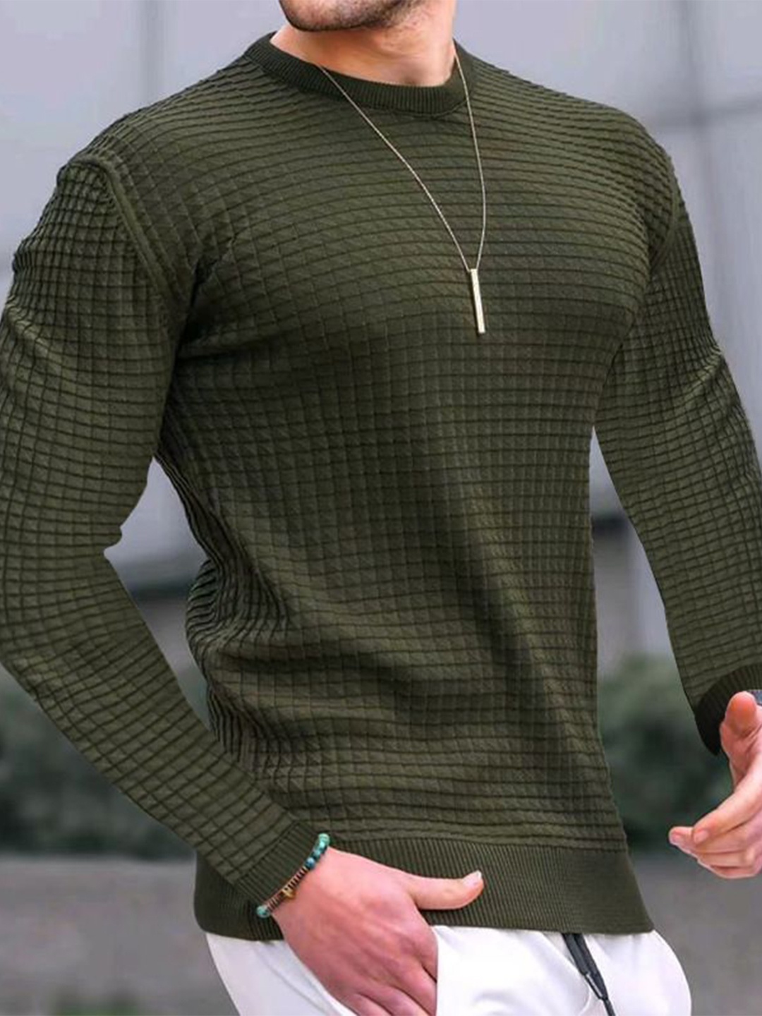 

StyleCast x Revolte Men Pullover Sweatshirt, Green
