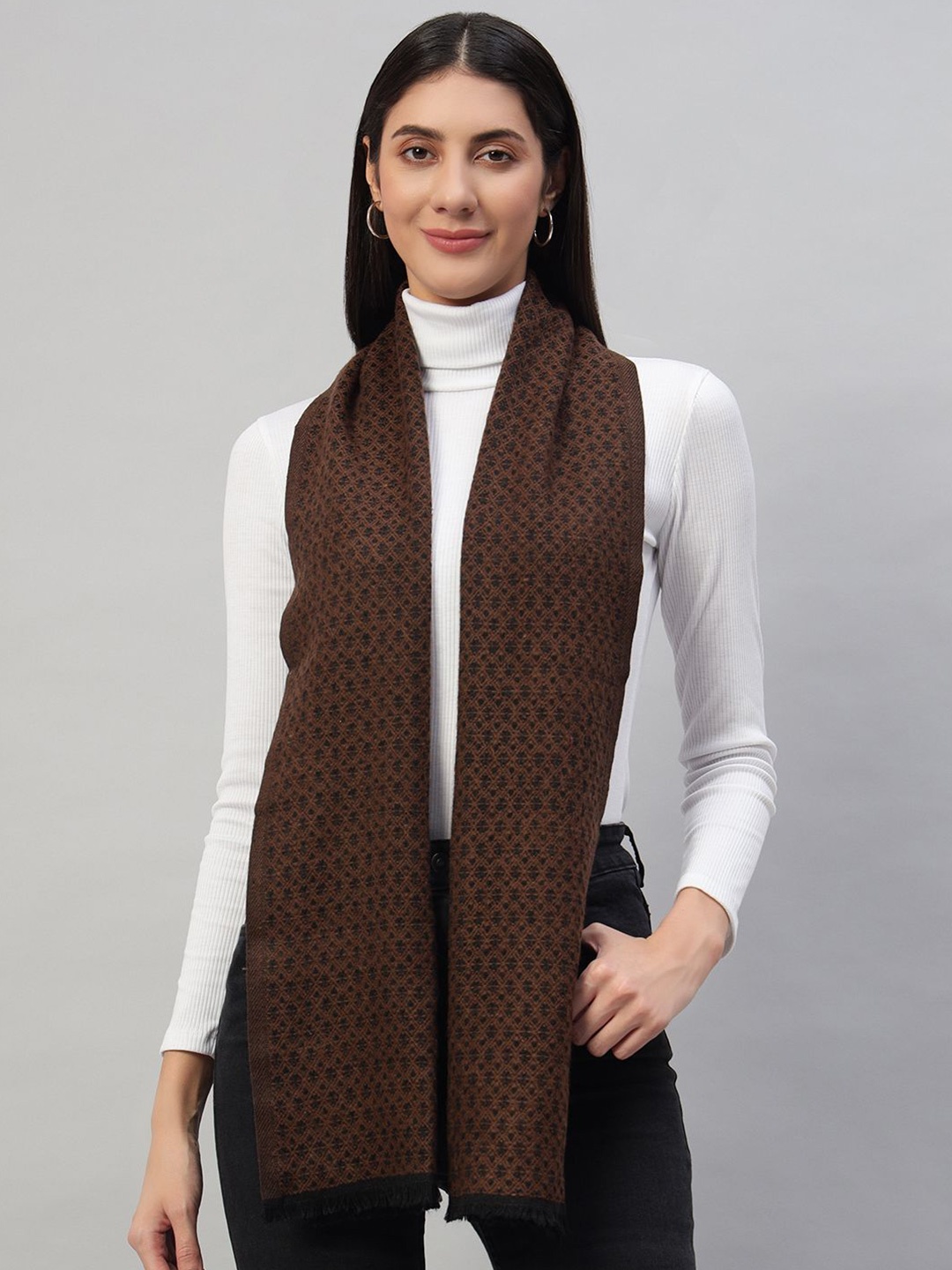 

HANDICRAFT PALACE Women Printed Scarf, Brown