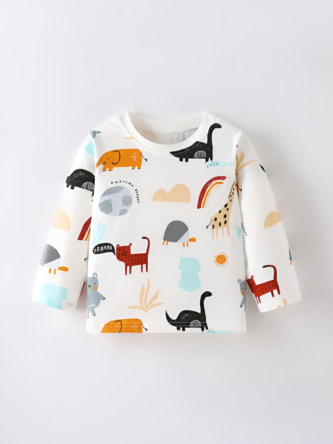 

LULU & SKY Boys Abstract Printed Round Neck Cotton T-shirt, White