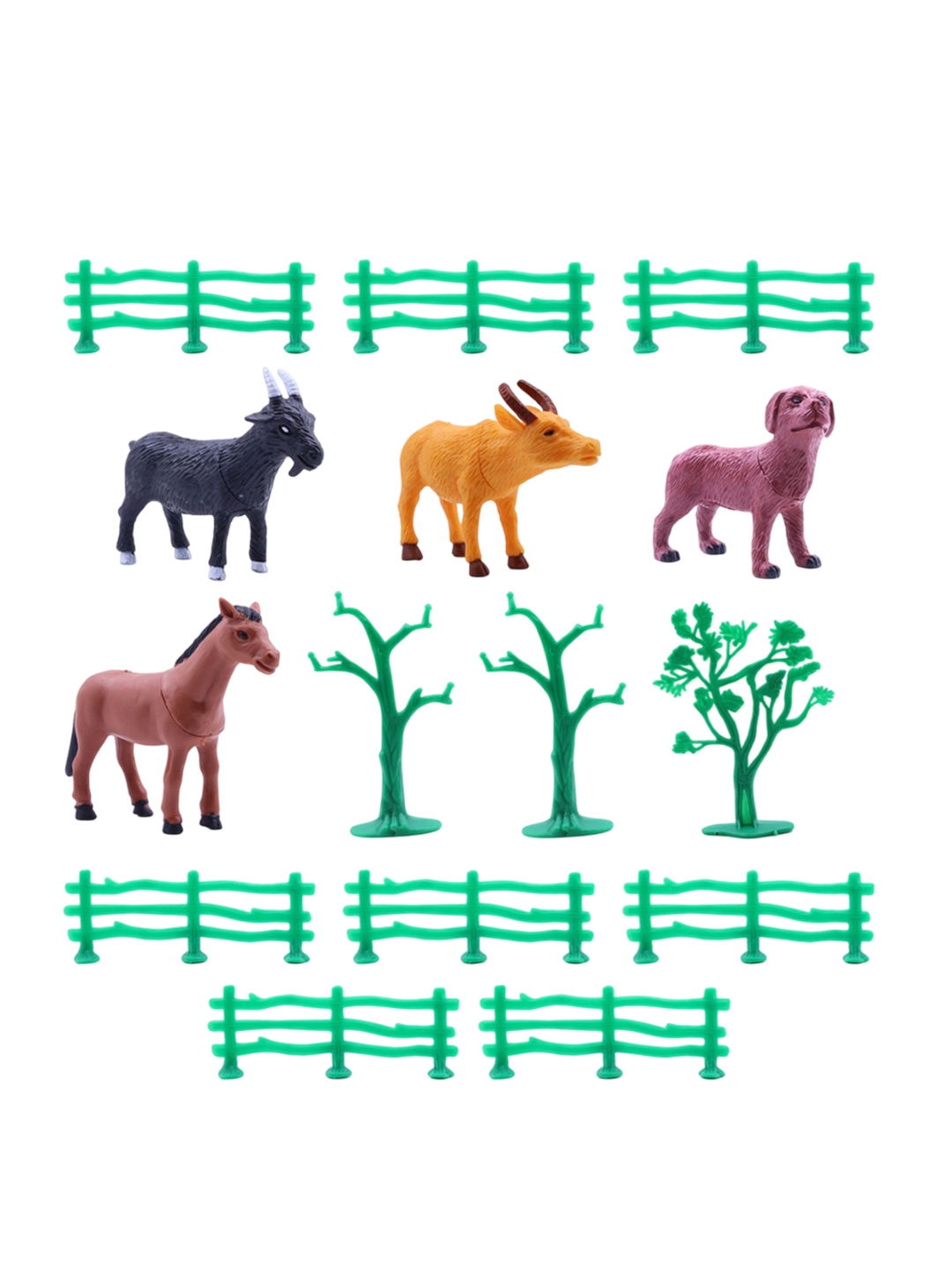 

Aditi Toys Set of 15 Piece Farm Animal Set with Trees & Fence Educational Playset, Green