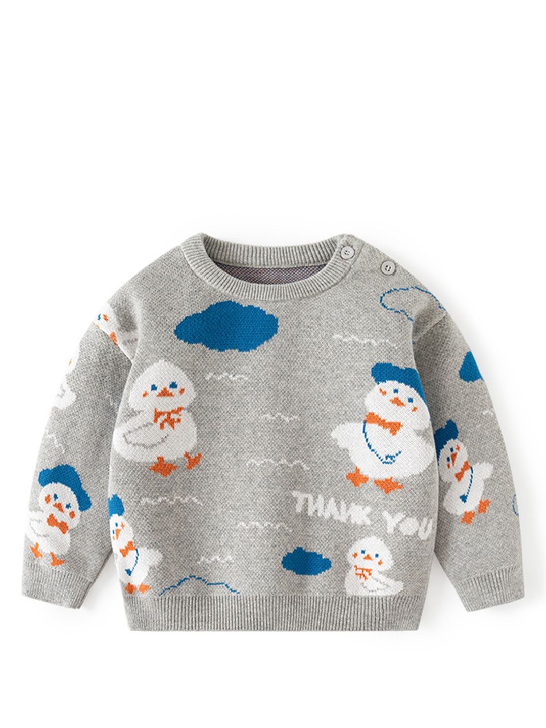 

LULU & SKY Girls Graphic Printed Pullover Sweater, Grey