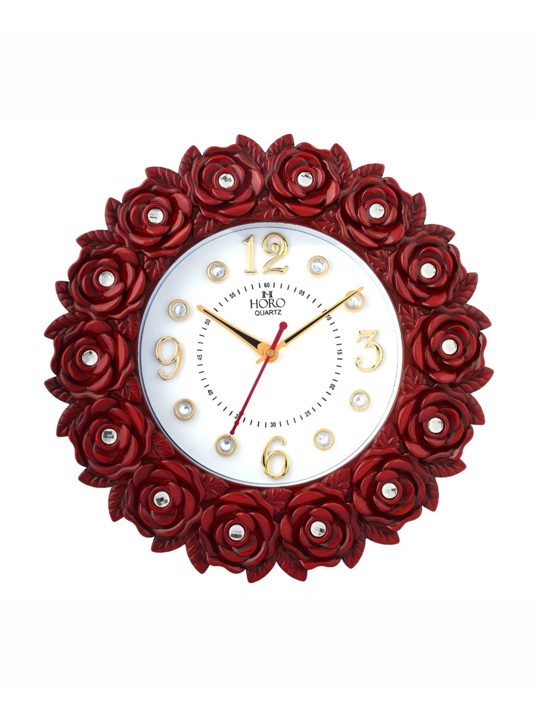 

Horo Red & White Floral Printed Contemporary Analogue Wall Clock