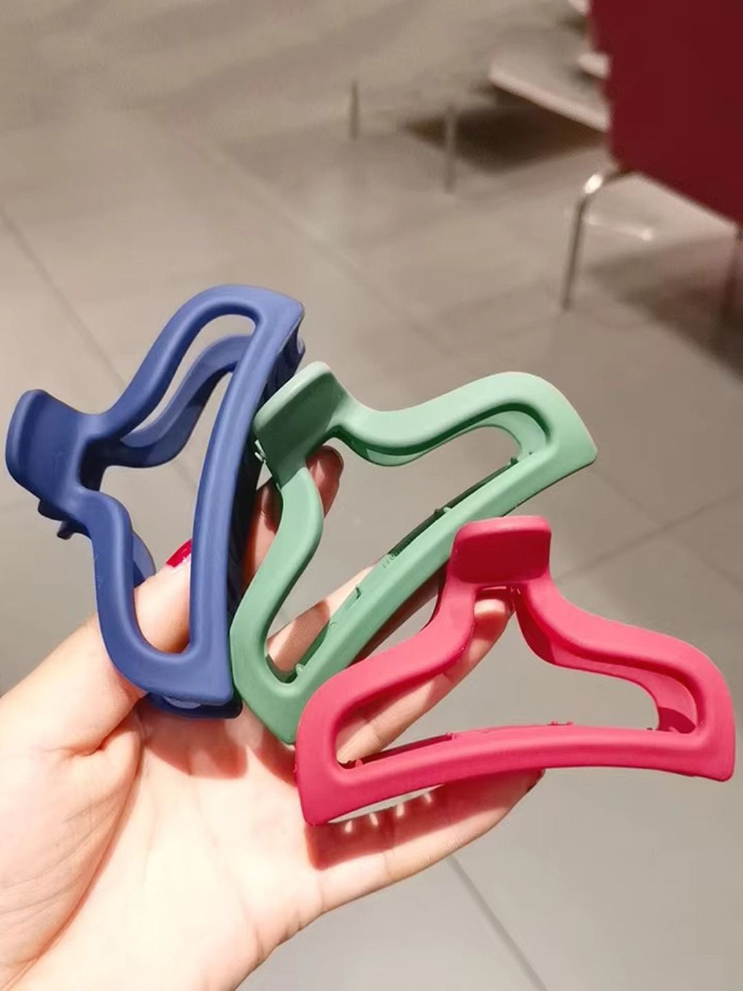 

KRENOZ Women Set of 3 Claw Clip, Blue