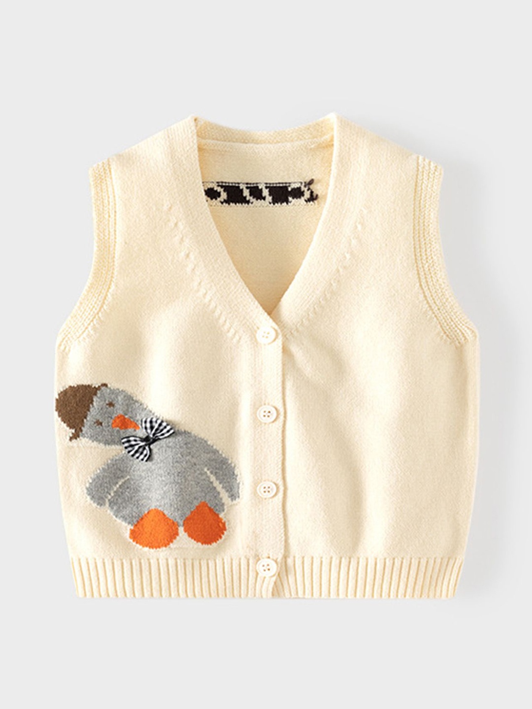 

LULU & SKY Girls Embroidered V-Neck Sleeveless Sweater Vest, Cream