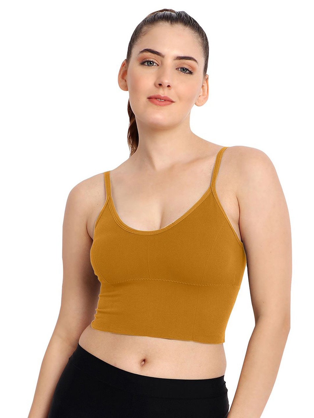 

FiveFlag Full Coverage Lightly Padded Moisture Wicking Workout Bra, Yellow