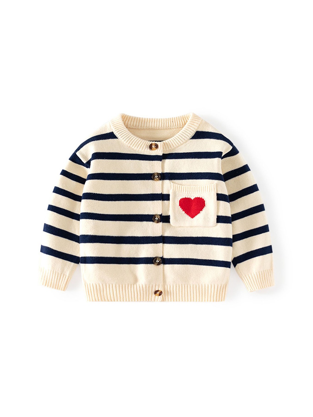 

LULU & SKY Boys Striped Printed Cardigan, White