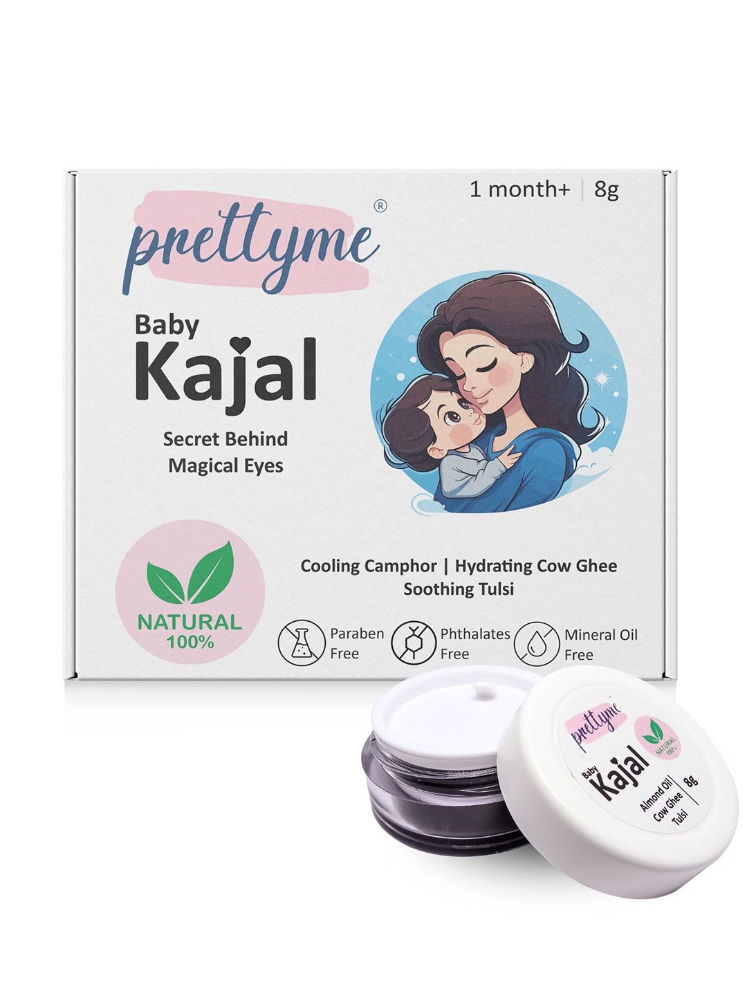 

Prettyme Natural & Plant Based Baby Kajal - 8g, Black
