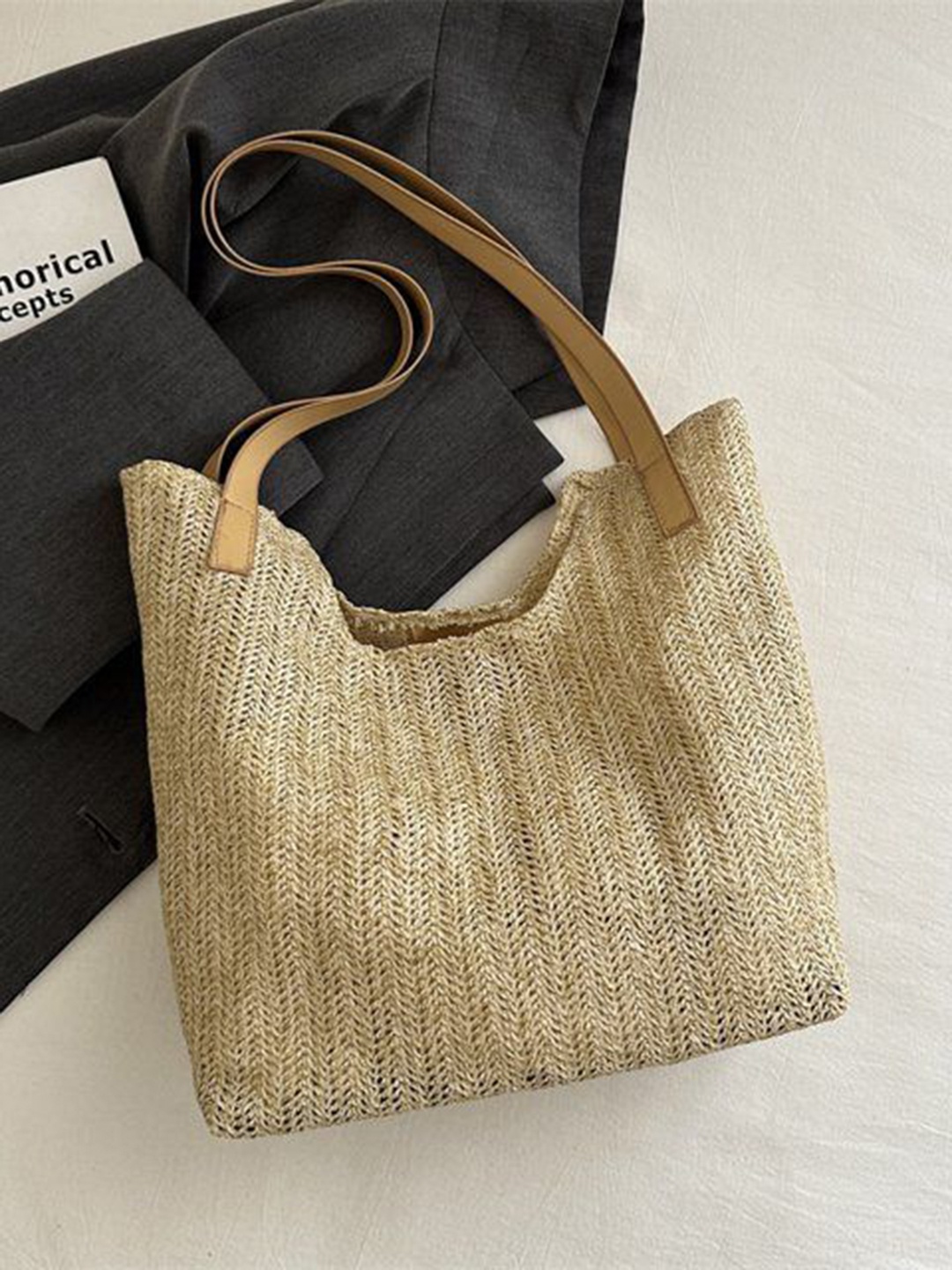 

StyleCast Textured Structured Handheld Bag with Tasselled, Beige