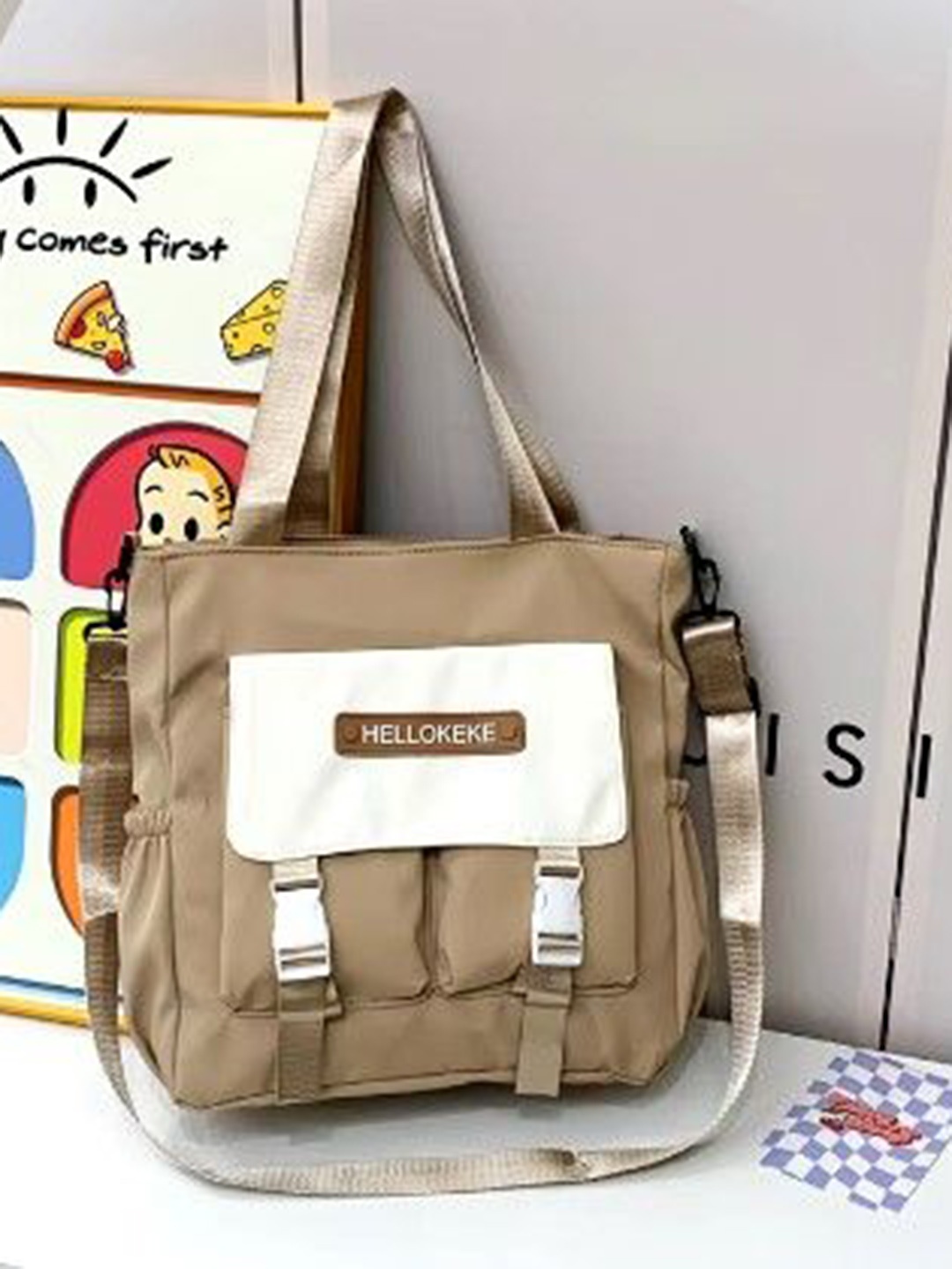 

StyleCast Shopper Handheld Bag with Applique, Beige