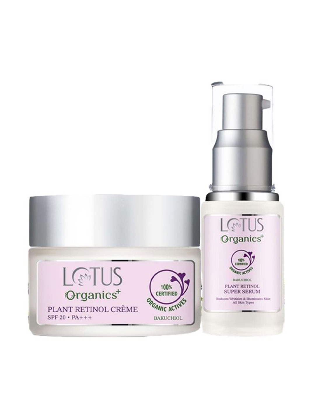 

Lotus Organics+ Set Of 2 Plant Retinol Cream - 50g & Plant Retinol Serum - 30ml, Purple