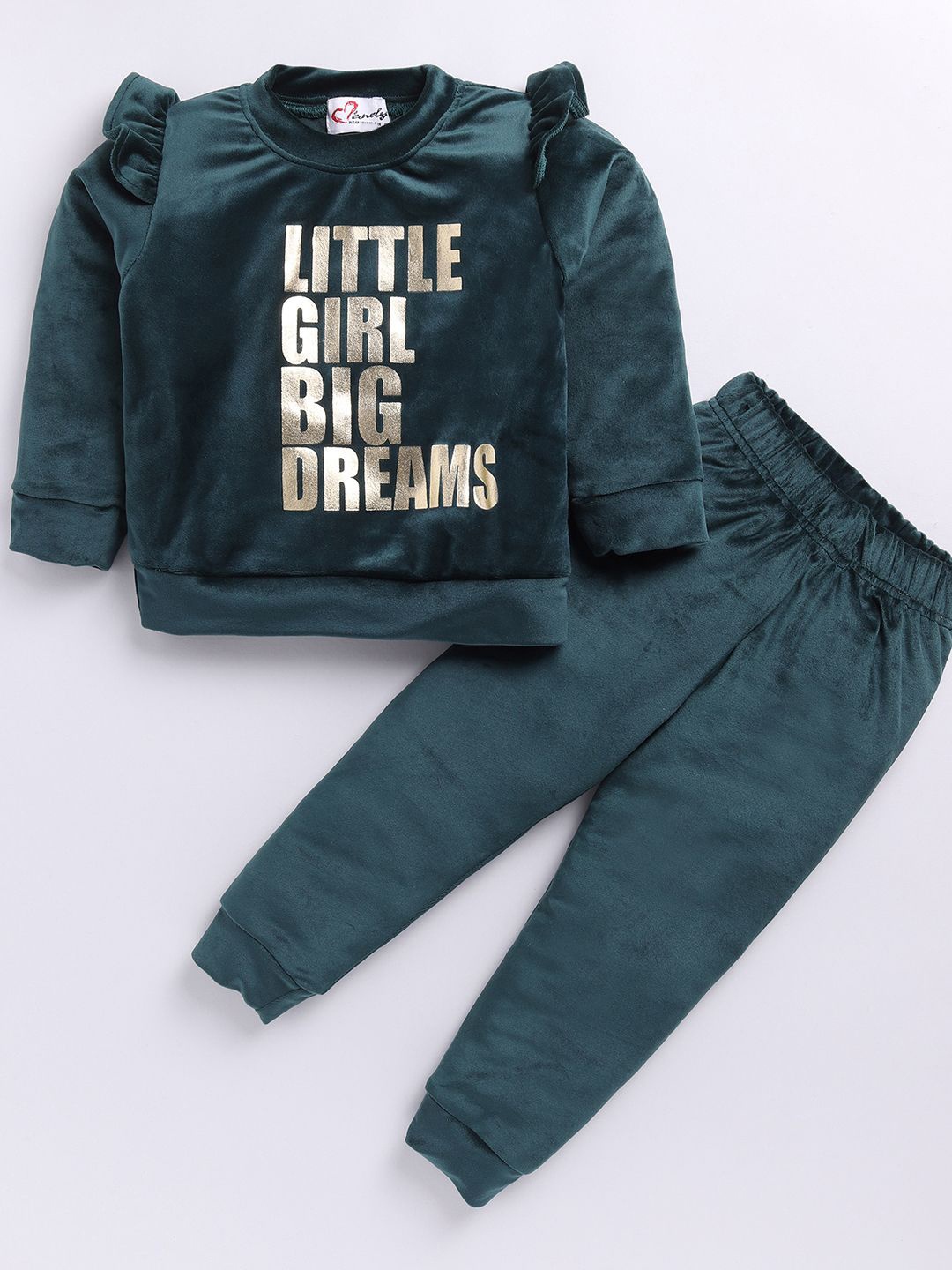 

M'andy Girls Typography Printed Tracksuits, Green