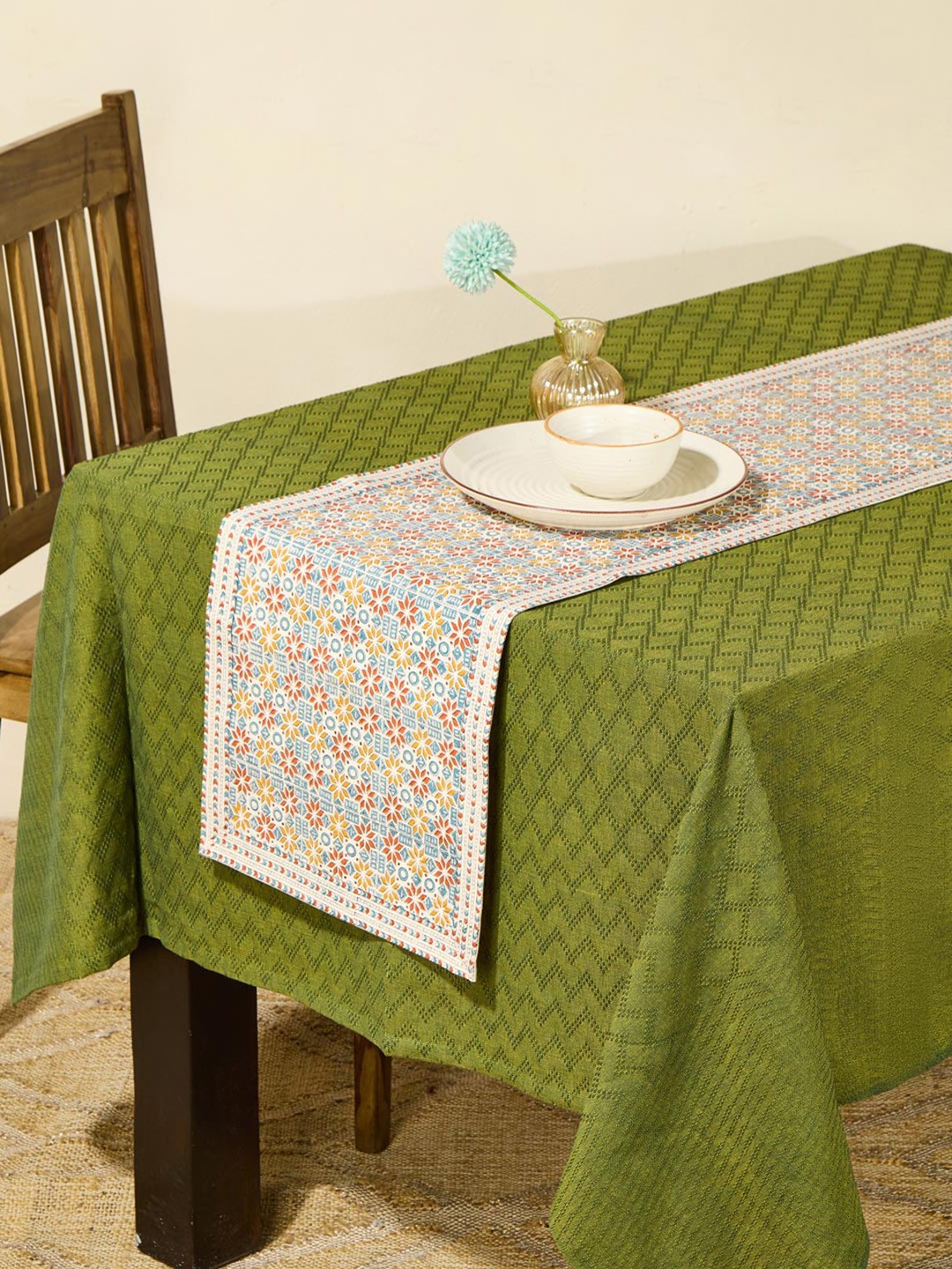 

Fabindia Grey & Blue Printed Cotton Table Runners
