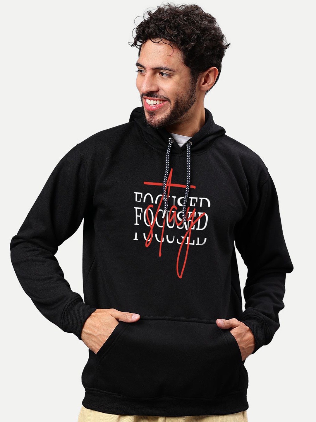 

Mad Over Print Men Printed Hooded Sweatshirt, Black