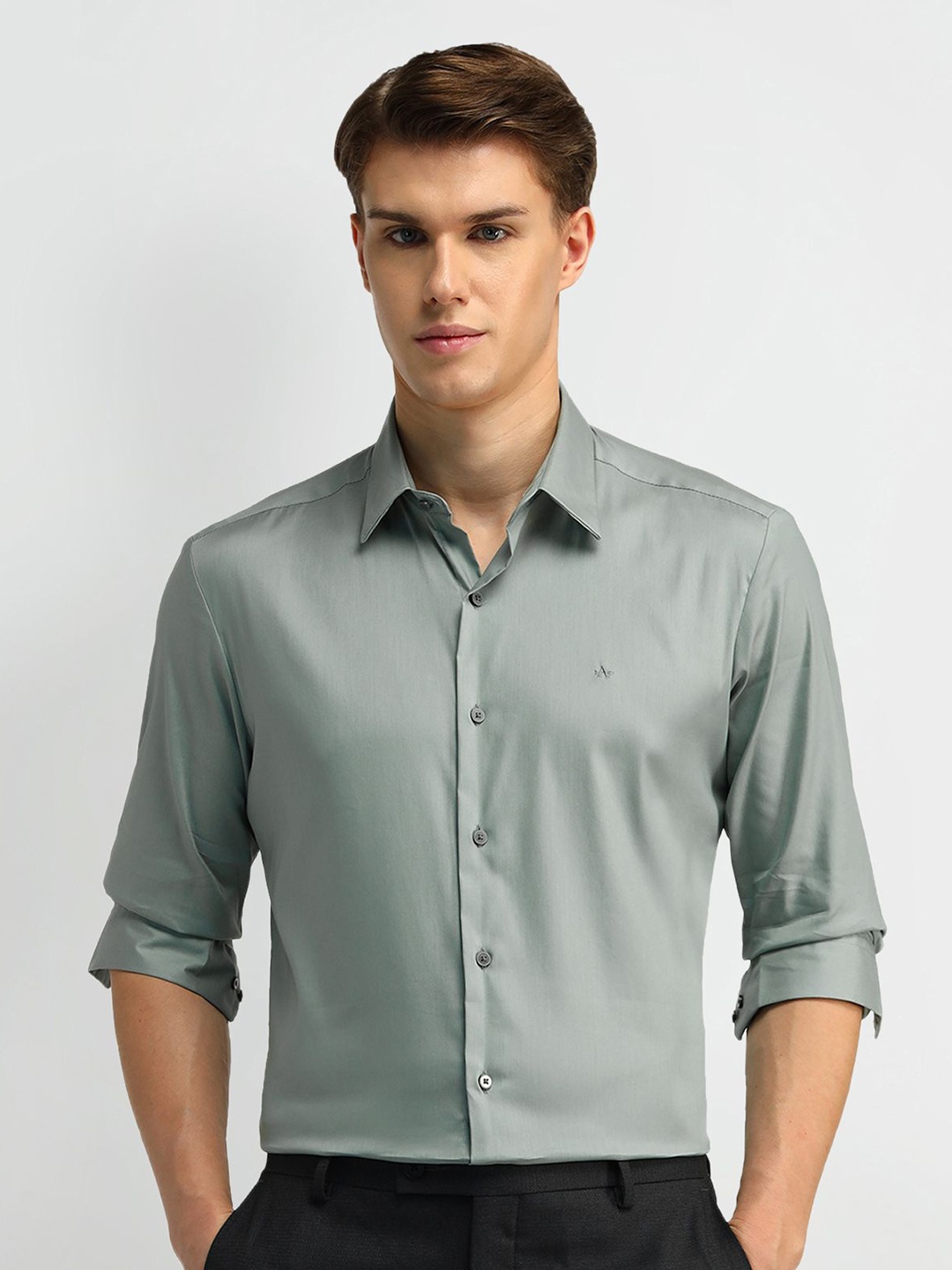 

Arrow New York Men Smart Slim Fit Opaque Formal Shirt, Green