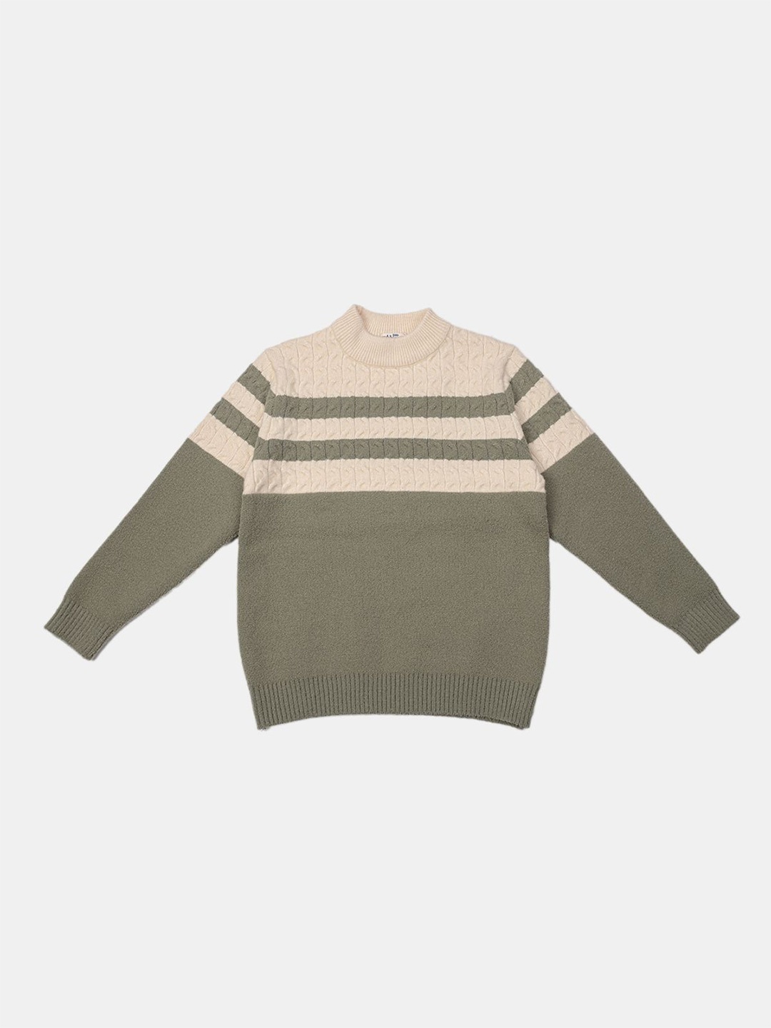 

Albion By CnM Boys Striped Woollen Long Sleeves Pullover, Green