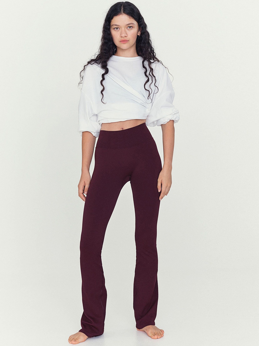 

H&M Seamless Flared Sports Leggings In Dry Move, Red