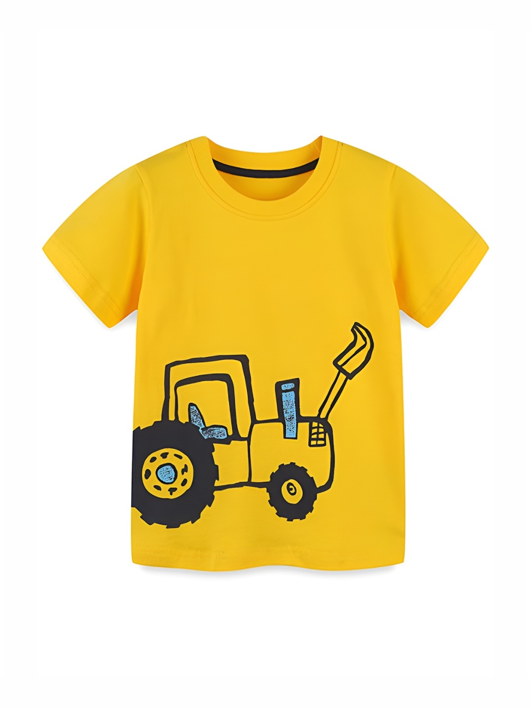 

LULU & SKY Boys Graphic Printed Round Neck Cotton T-shirt, Yellow