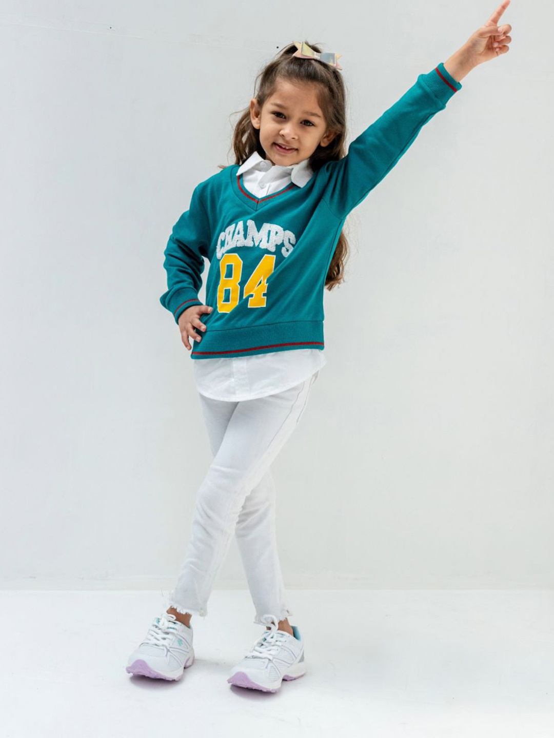 

TINY TREASURE Kids - Unisex Pure Cotton Embroidered Long Sleeves Sweatshirt, Green