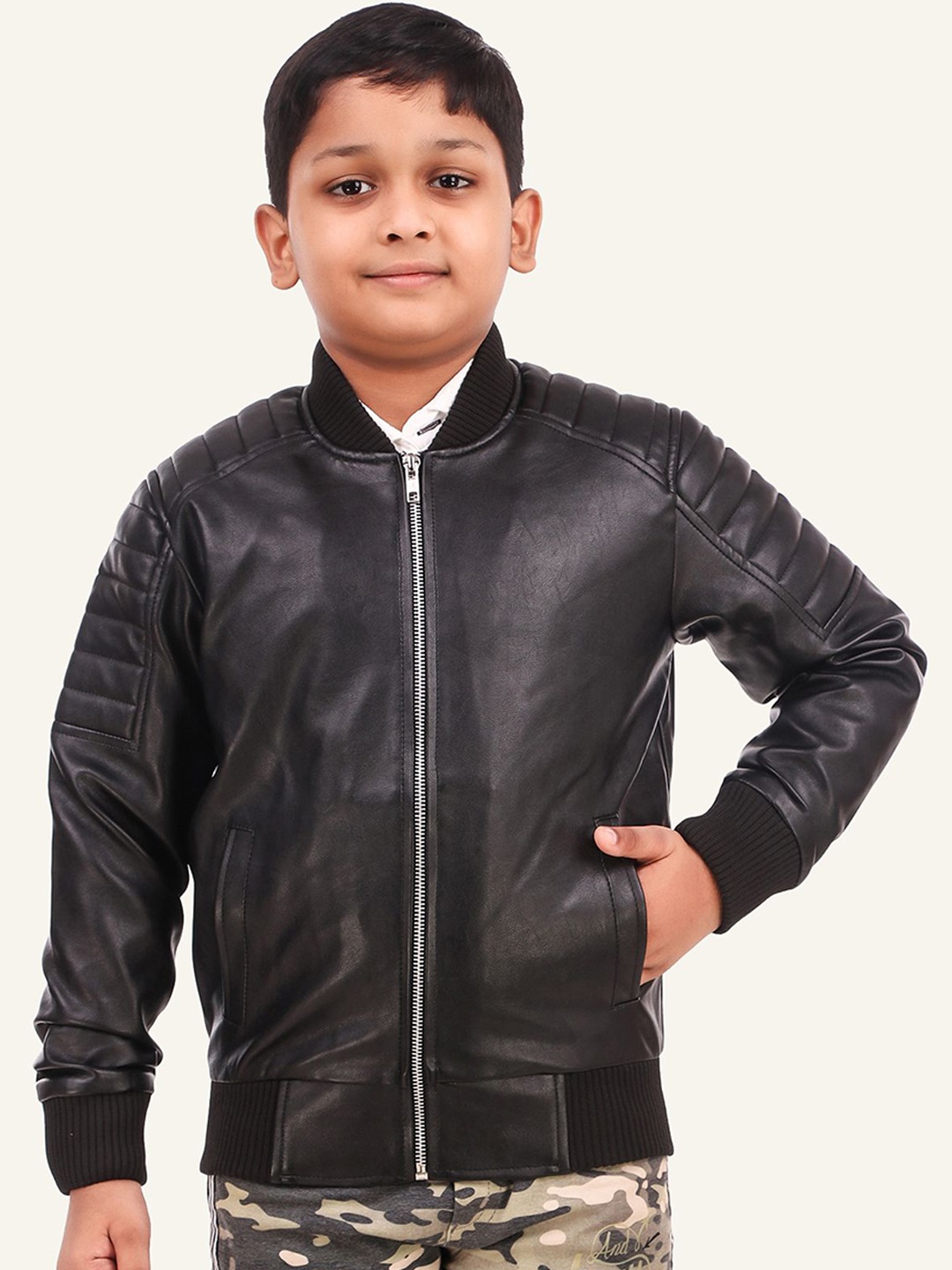 

Leather Retail Boys Biker Jacket, Black