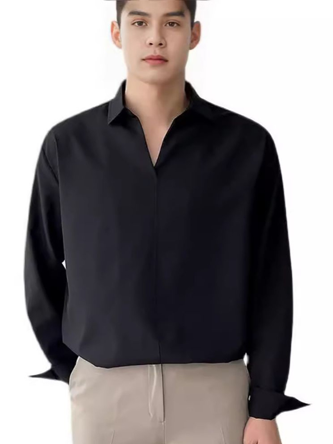 

StyleCast x Revolte Men Opaque Casual Shirt, Black