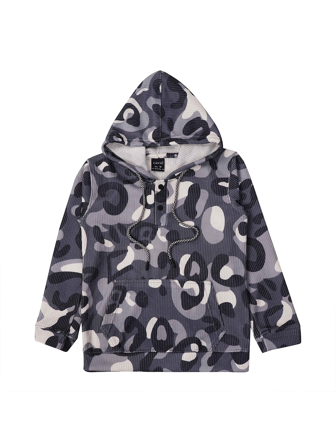 

CAVIO Boys Printed Hooded Sweatshirt, Grey