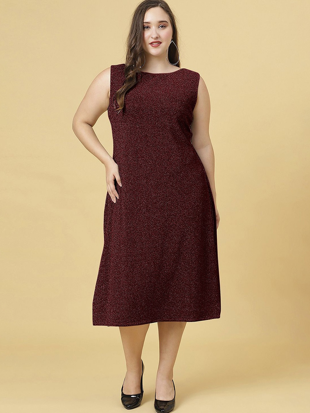 

Curvy Lane Women Plus Size Embellished A-Line Midi Dress, Maroon