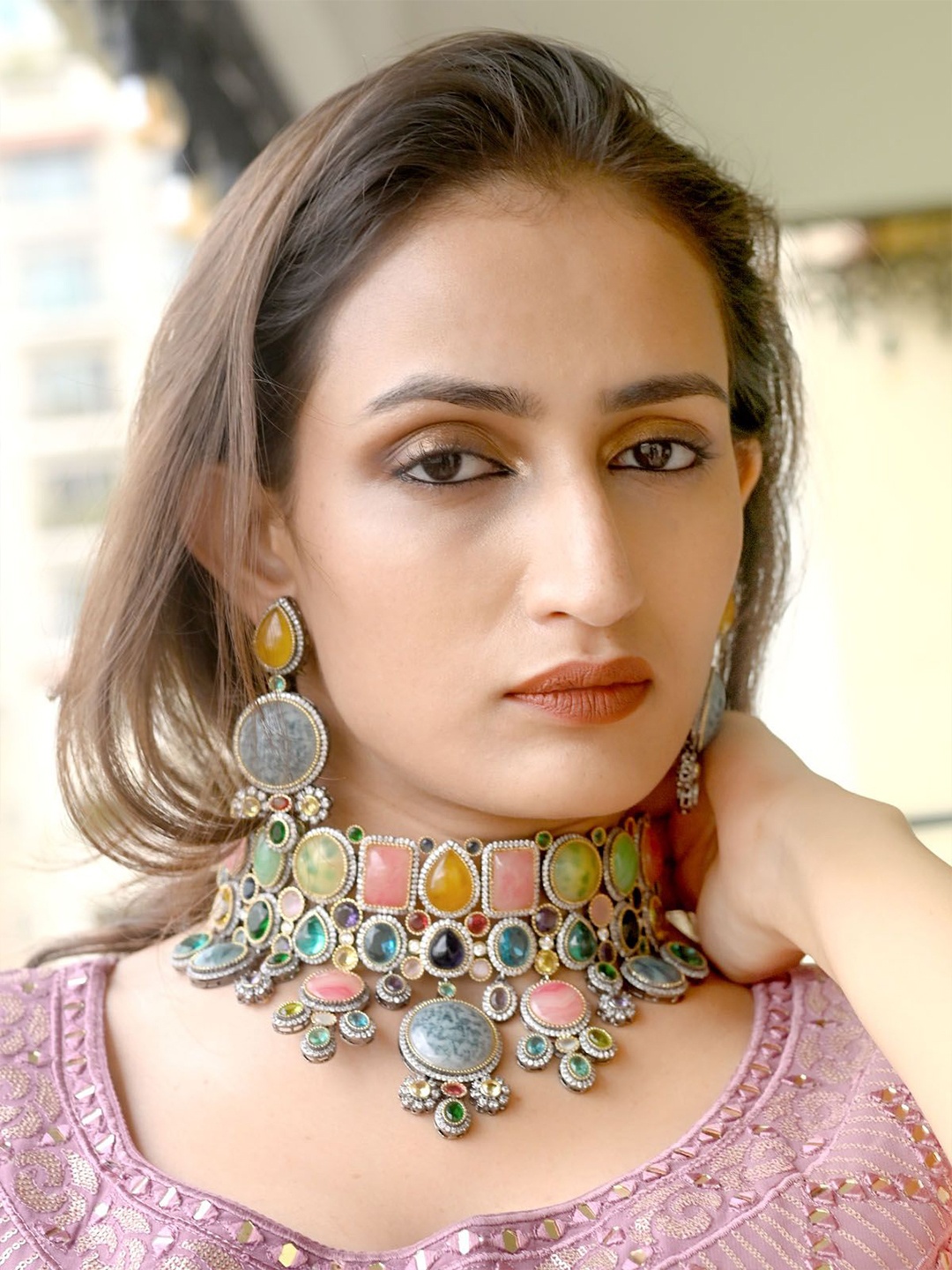 

ODETTE Gold Plated Metal Embellished Jewellery Set