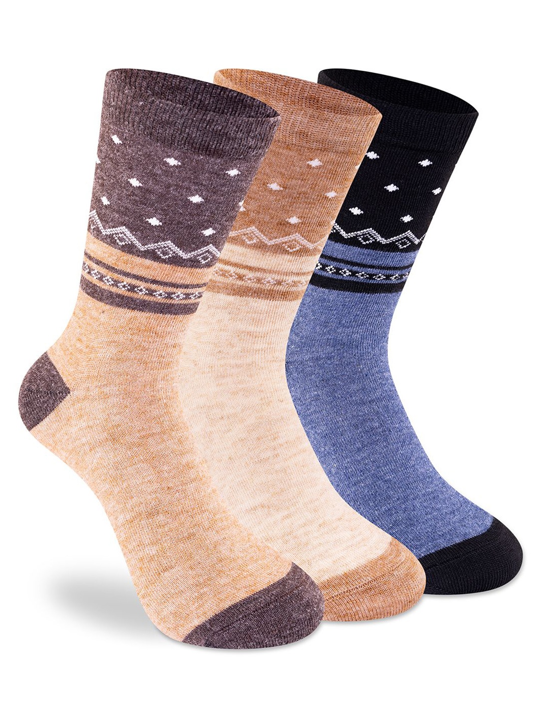 

Supersox Women Pack Of 3 Printed Calf-Length Socks, Brown