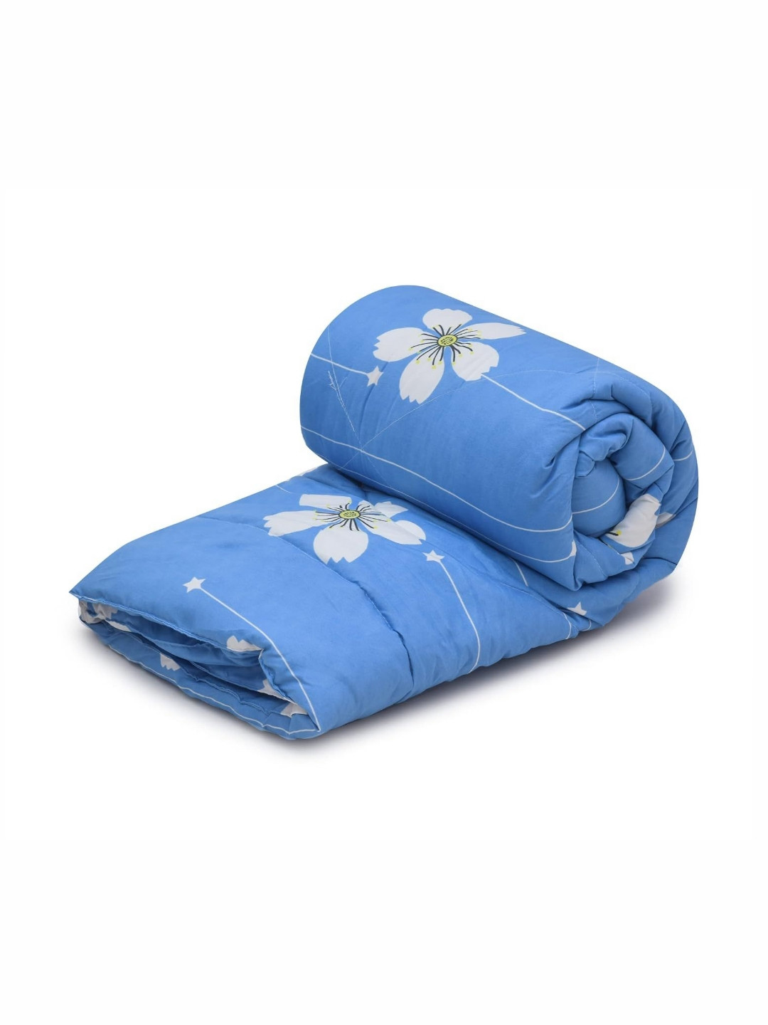

Myntra Elegant Homes Blue & White Floral Microfiber Heavy Winter 210 GSM Single Bed Comforter