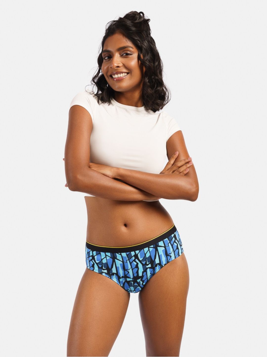 

bummer Women Printed Mid-Rise Hipster Briefs, Blue