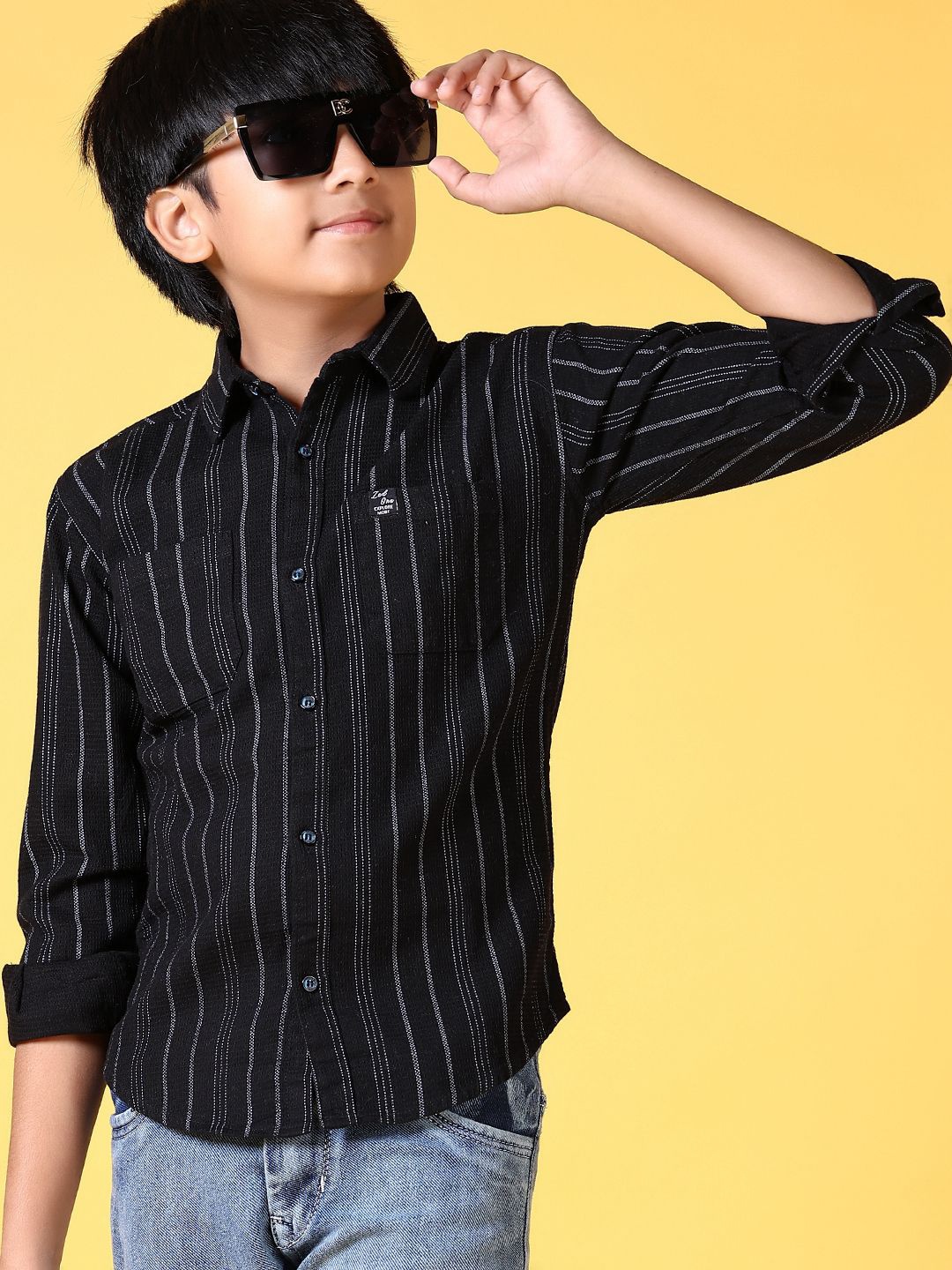 

V-Mart Boys Opaque Checked Casual Shirt, Black