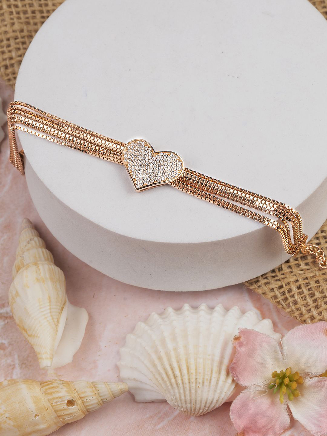 

TOUCH925 925 Pure Silver Rose Gold-Plated Cubic Zirconia Wraparound Bracelet