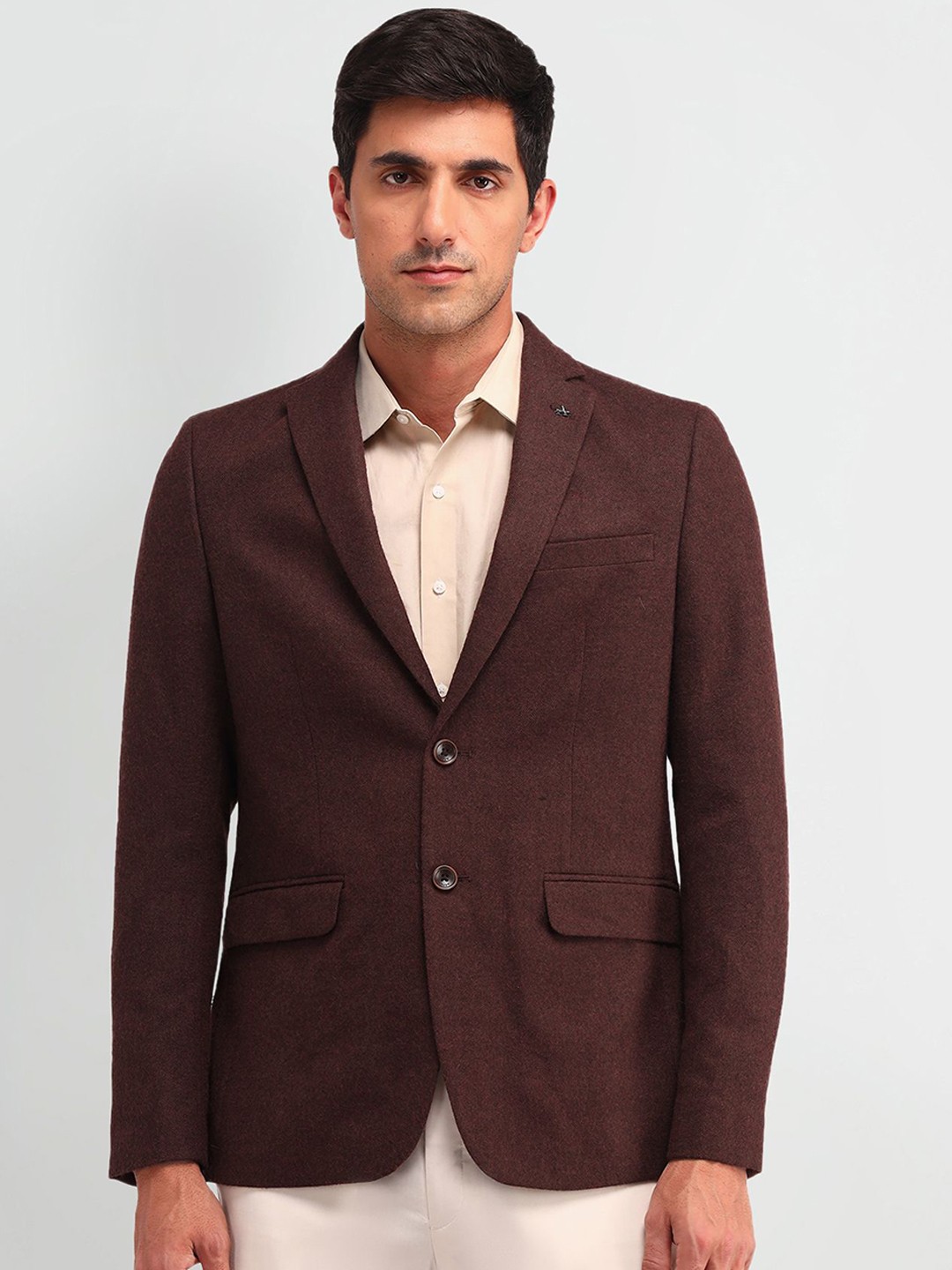 

Arrow Self Design Single-Breasted Formal Blazer, Brown
