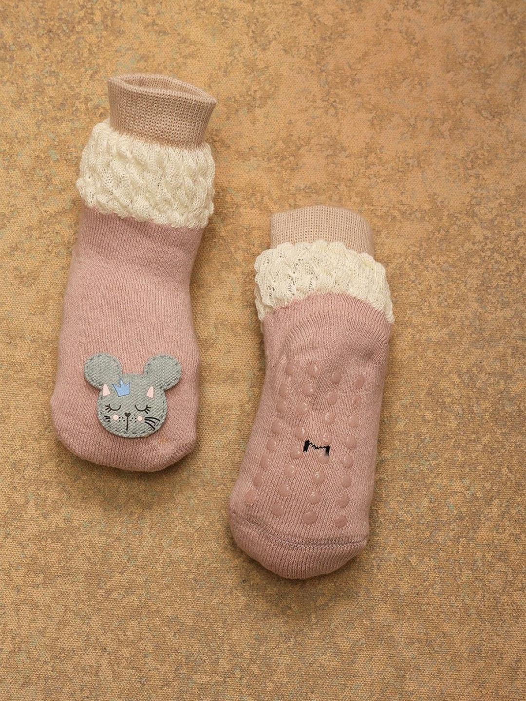 

One Friday Infants Knitted Above Ankle-Length Socks, Nude