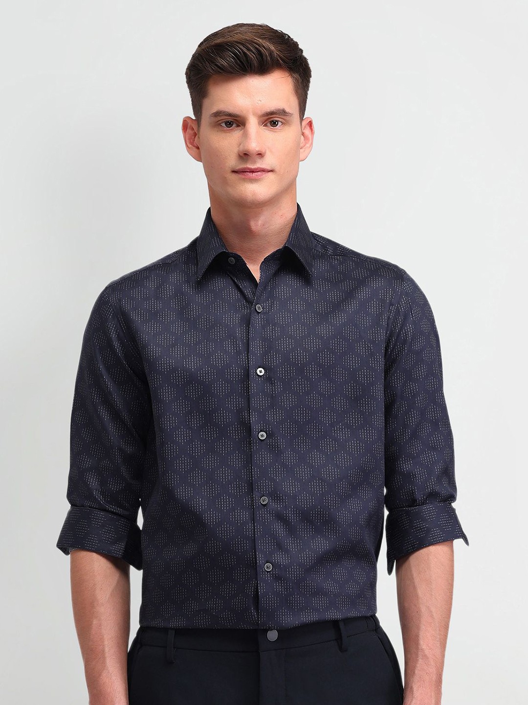 

Arrow New York Men Smart Slim Fit Opaque Printed Formal Shirt, Blue