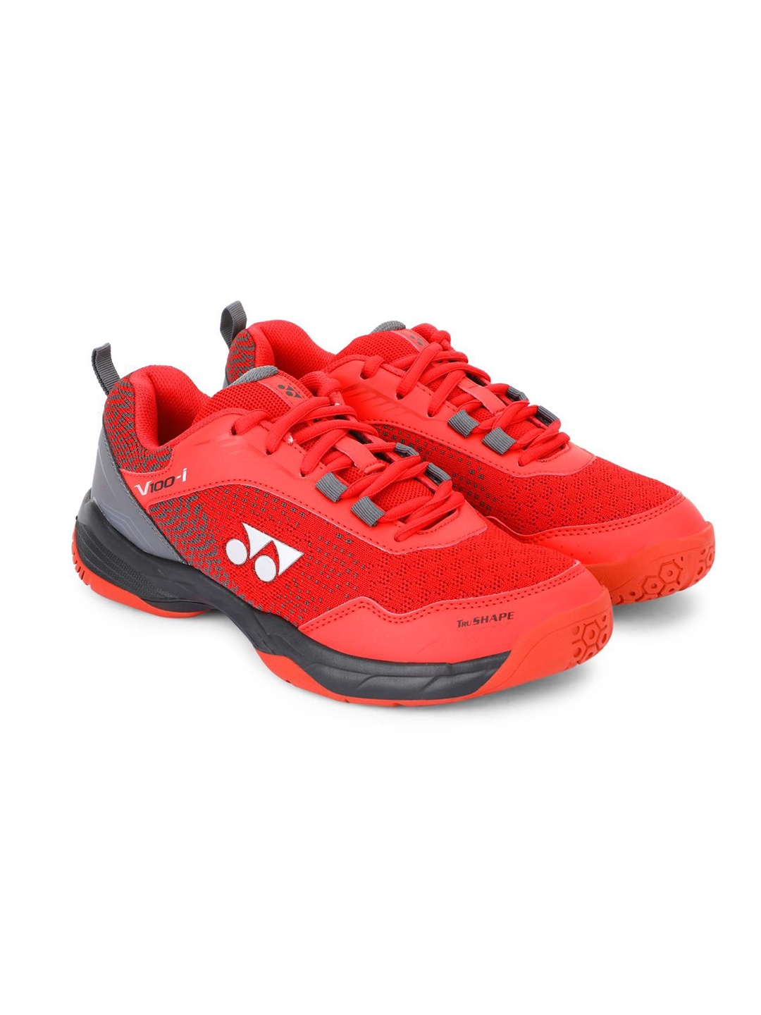 

YONEX Men V100I Non Marking Contagrip Lace-Up Badminton Shoes, Red