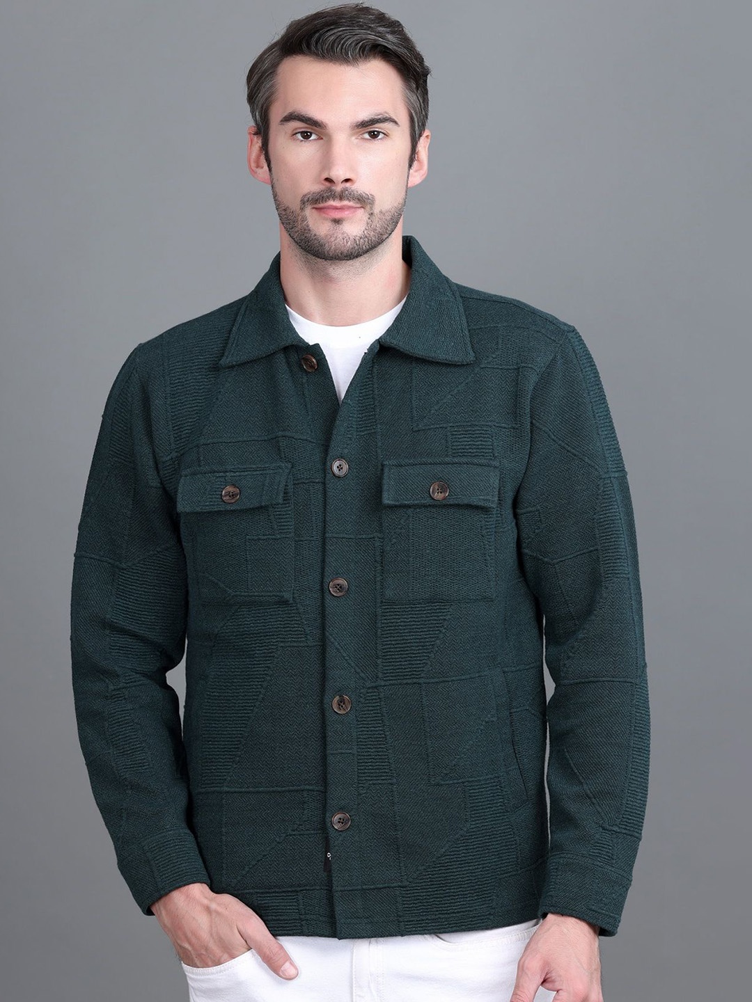 

Antiloop Men Open Front Jacket, Green