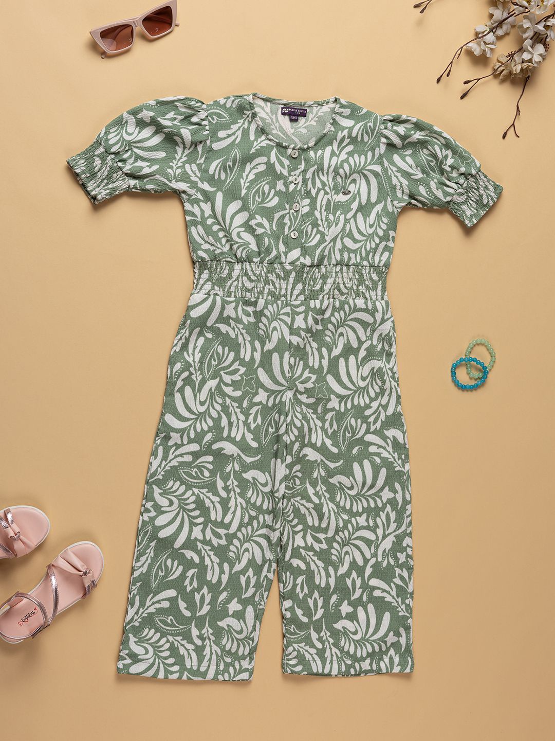 

Purple United Kids Girls Printed Basic Jumpsuit, Green