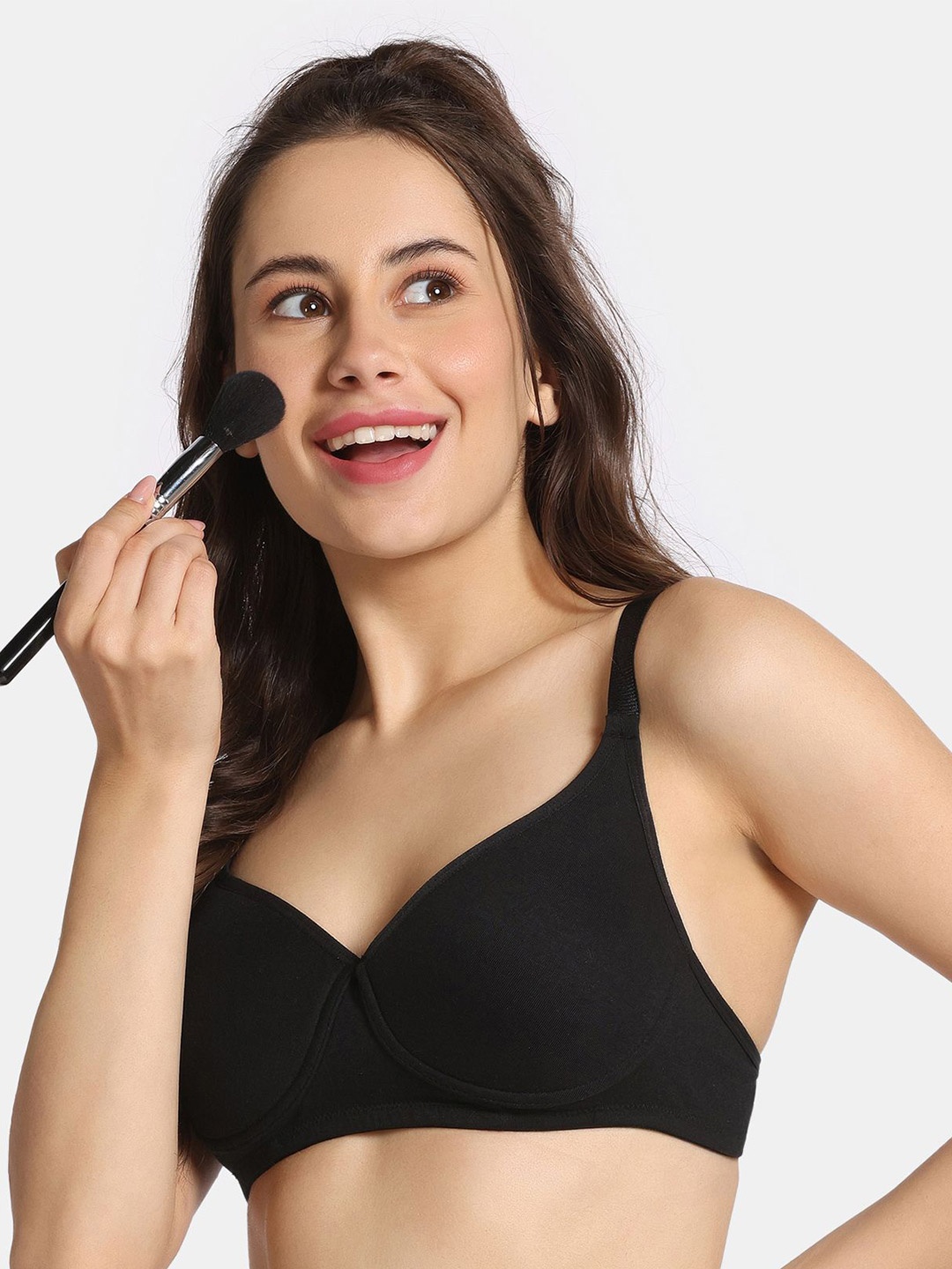 

Rosaline by Zivame Women Medium Coverage Lightly Padded and Non-Wired Bra, Black