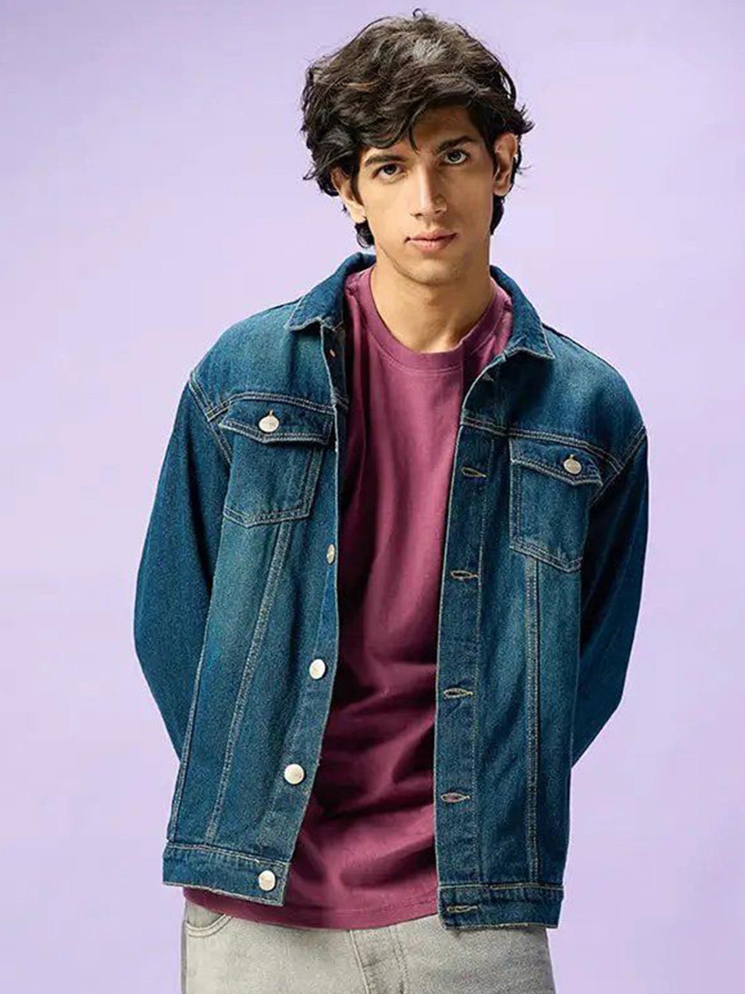 

FREAKINS Men Washed Denim Jacket, Blue