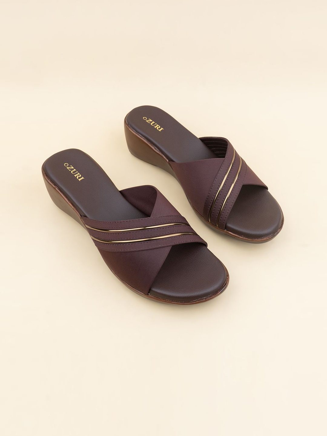 

Ozuri Colourblocked Wedge Heel Sandals, Brown