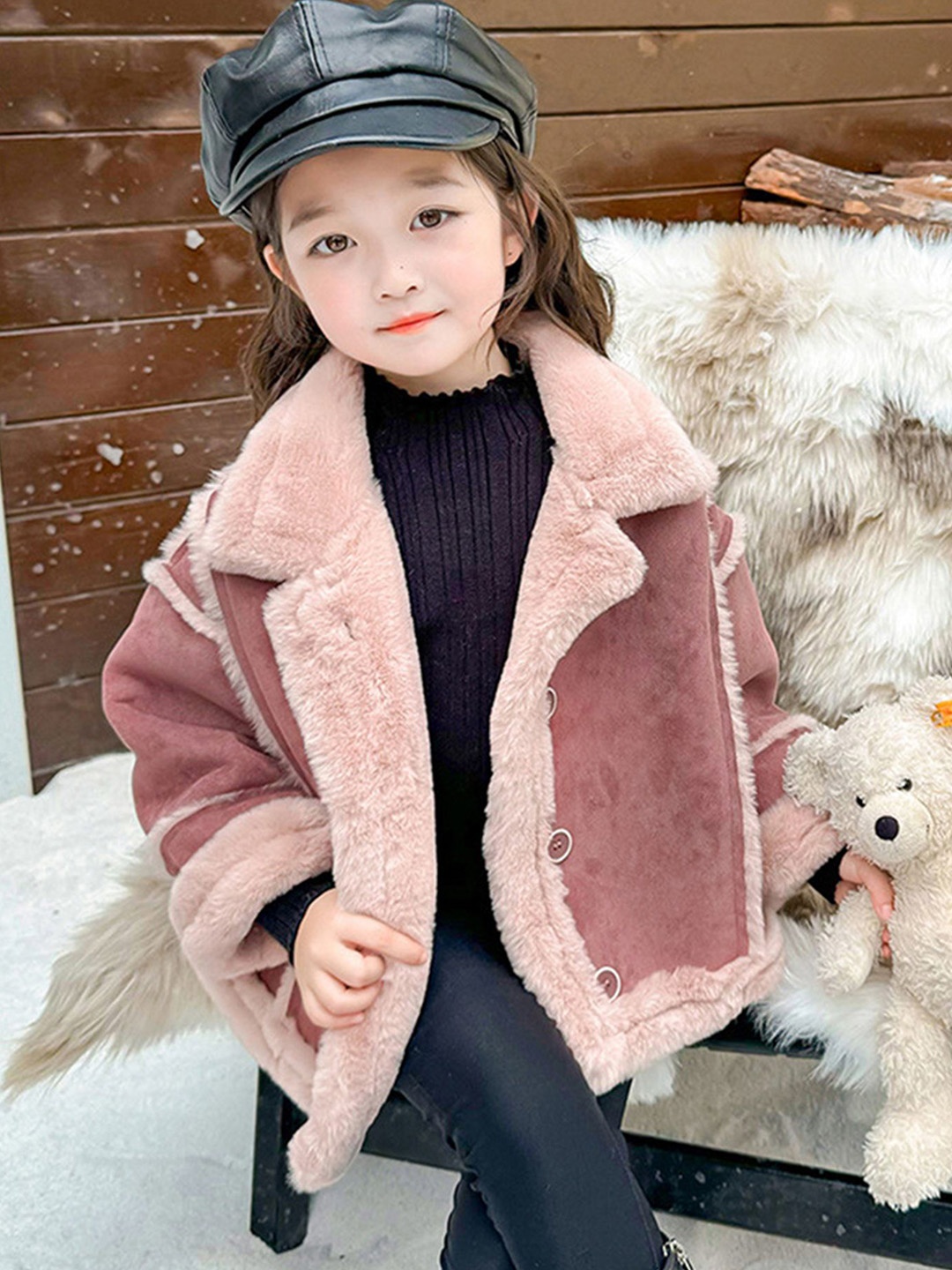 

LULU & SKY Girls Striped Parka Jacket, Pink