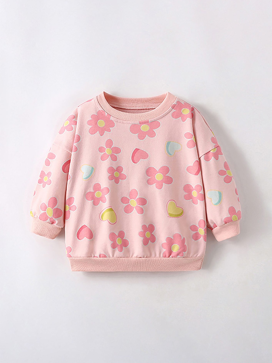 

LULU & SKY Girls Floral Printed Pullover, Pink
