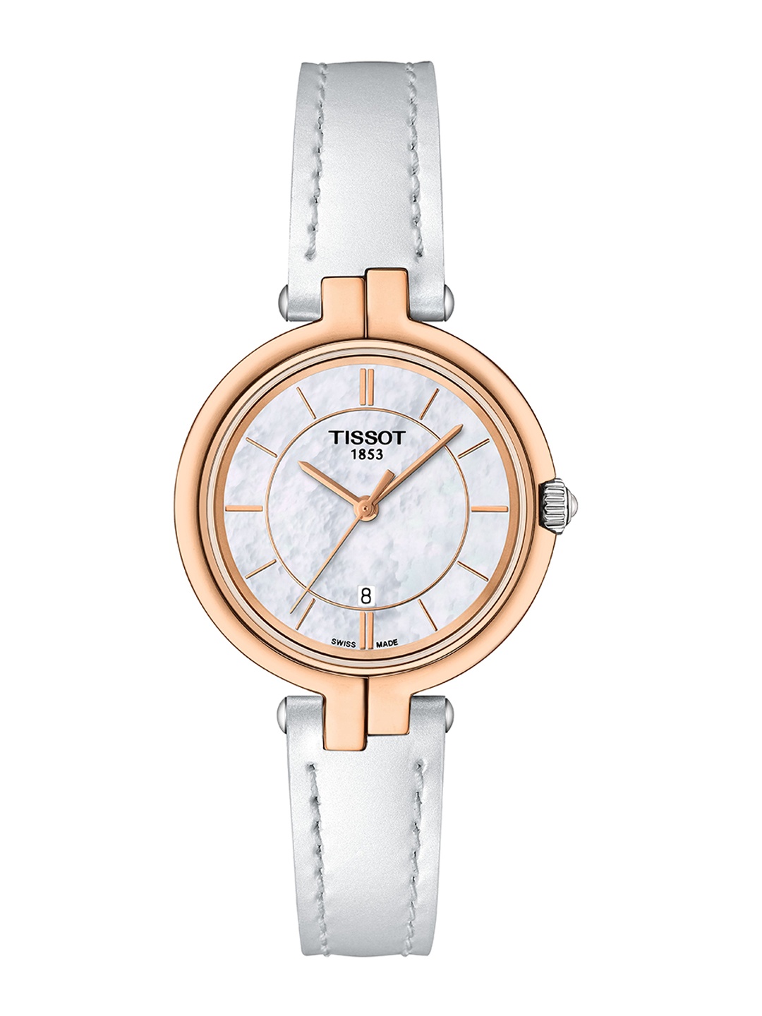 

TISSOT Women Round Dial & Leather Straps Analogue Watch T0942102611101, White