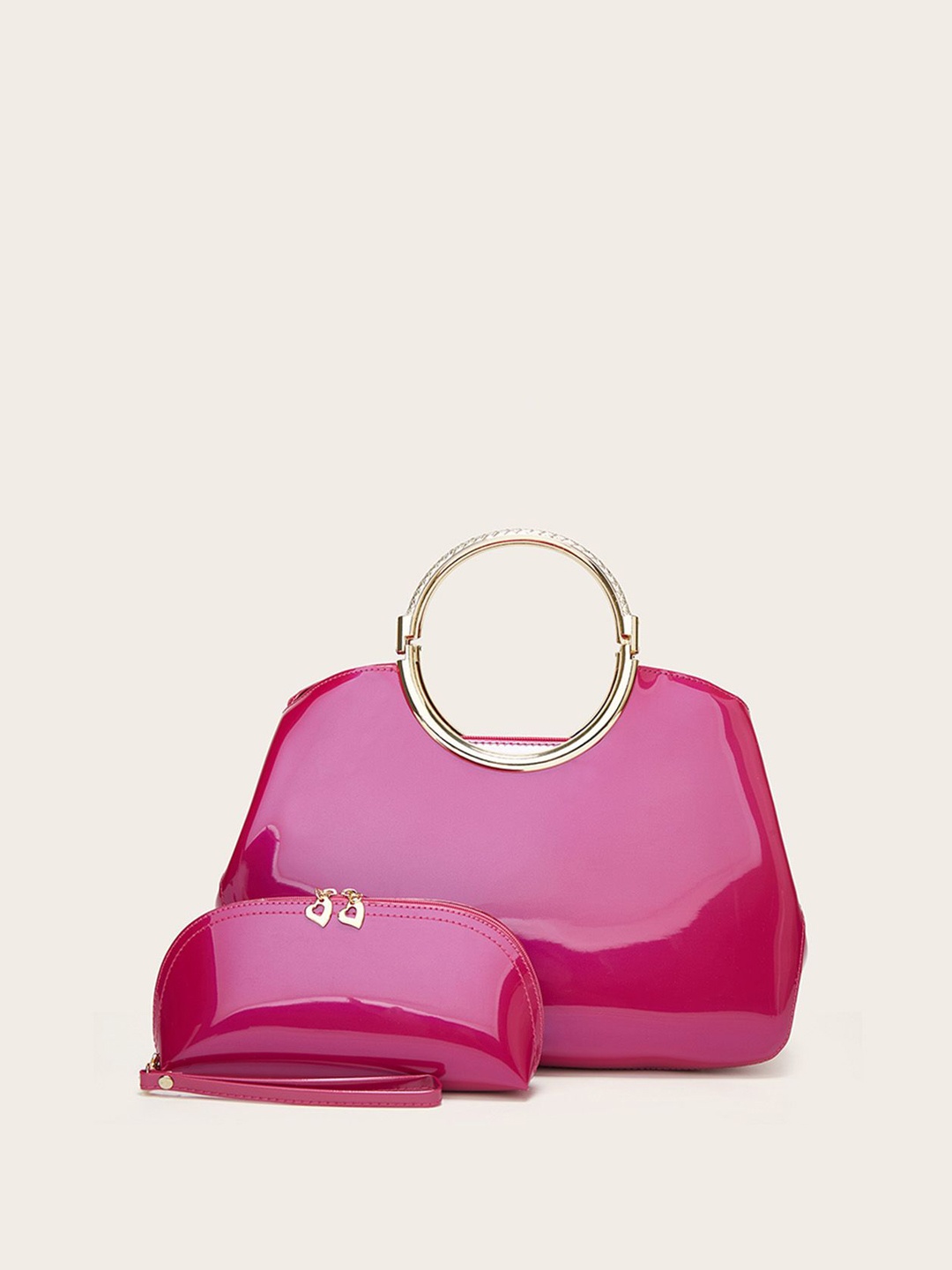 

RAVE PU Structured Handheld Bag with Bow Detail, Rose