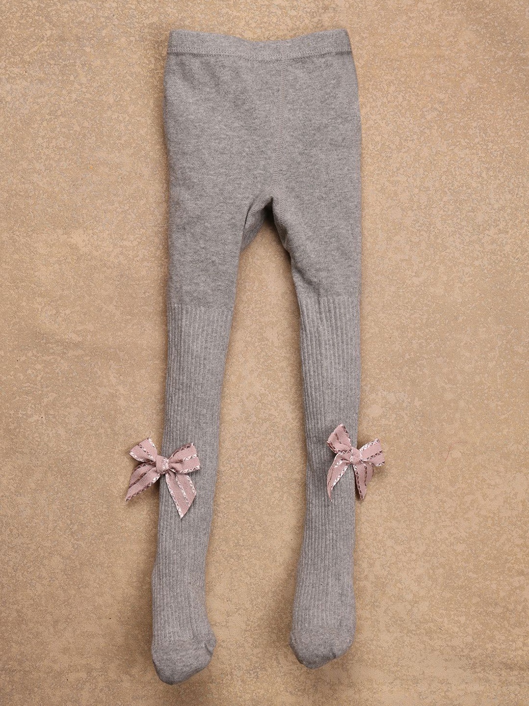 

One Friday Infant Girls Striped Knit Stockings, Grey